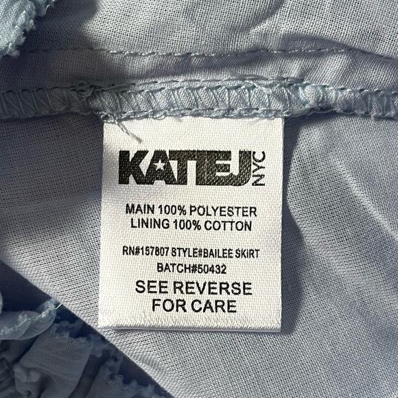Katie J NYC Tween Bailee Skort Baby Blue Ruched Waist Ruffled Tiers Size L NWT - Picture 8 of 10